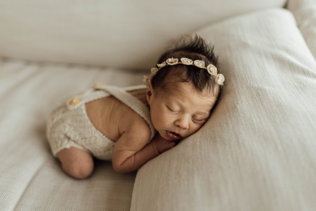 sleeping newborn with headband